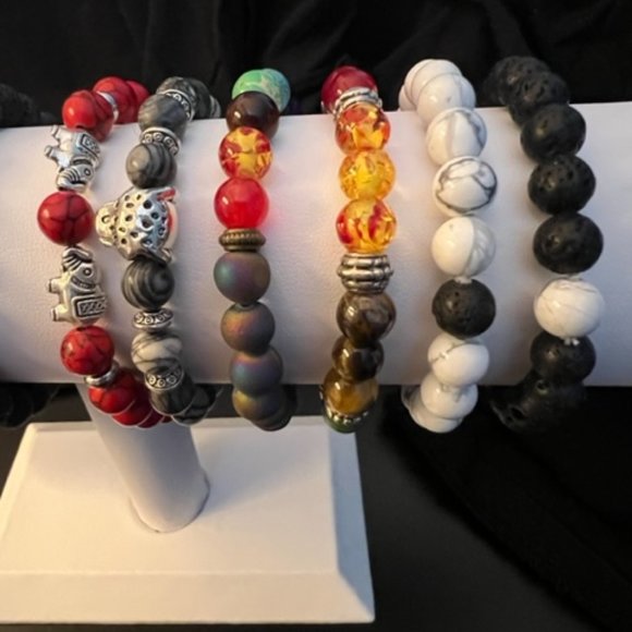 ALL 12 Bracelets. chakra Healing Lava Natural Stone Chakra Yoga Bead - Picture 3 of 5